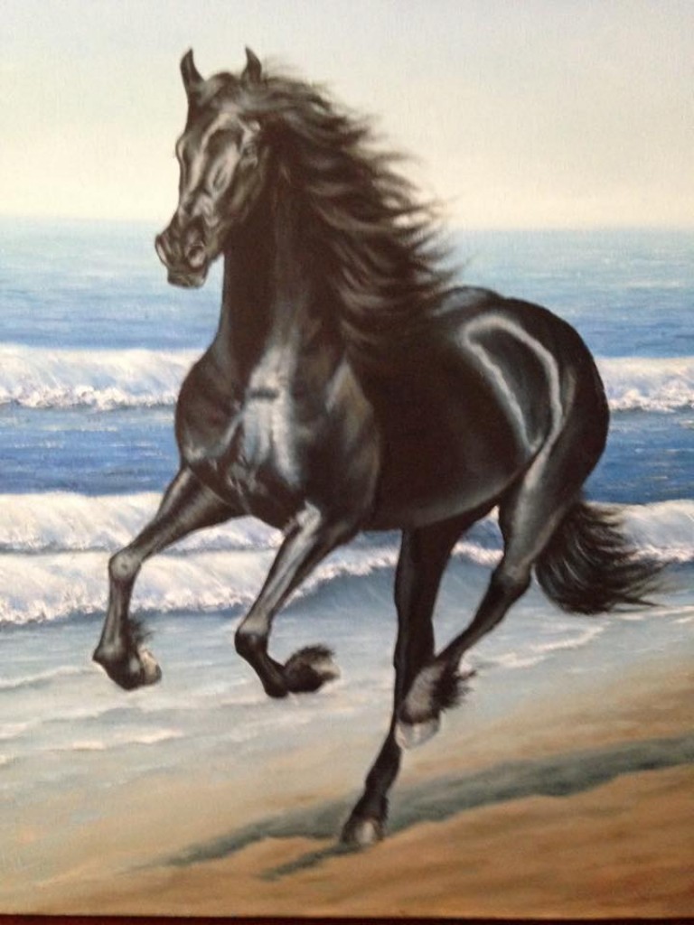 Вороной конь. Black horse | Живопись | Автор: A. Kiseolar - DotArt.info