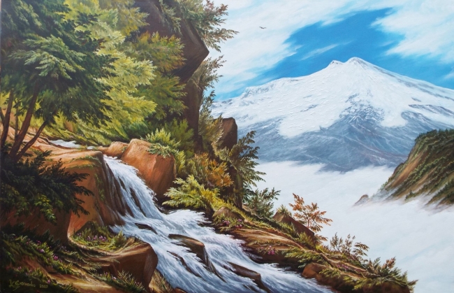 Вид на Эльбрус.