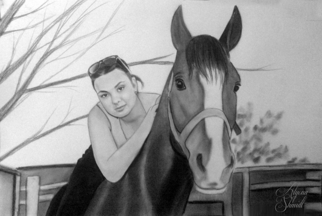 Девушка на лошади, портрет