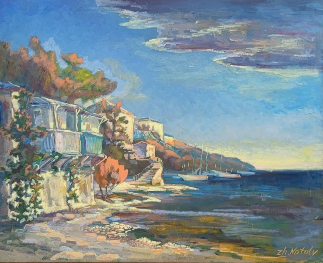 Домики у моря. Живопись ZhNataly.