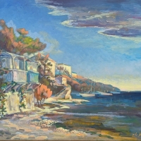 Домики у моря. Живопись ZhNataly.