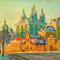 Смоленск. Мартовский вечер. 1998г. Х.,м.,80х120