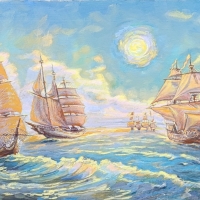 Парусные фрегаты. Живопись ZhNataly