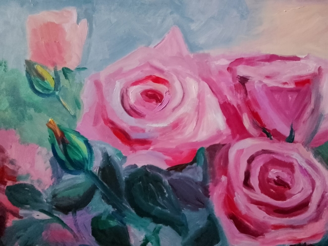 Розовые розы