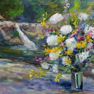 Полевые цветы на водопаде Жане. Серия «натюрморт под открытым небом», пленэр  ZhNataly.