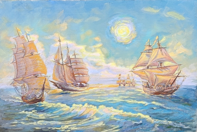 Парусные фрегаты. Живопись ZhNataly